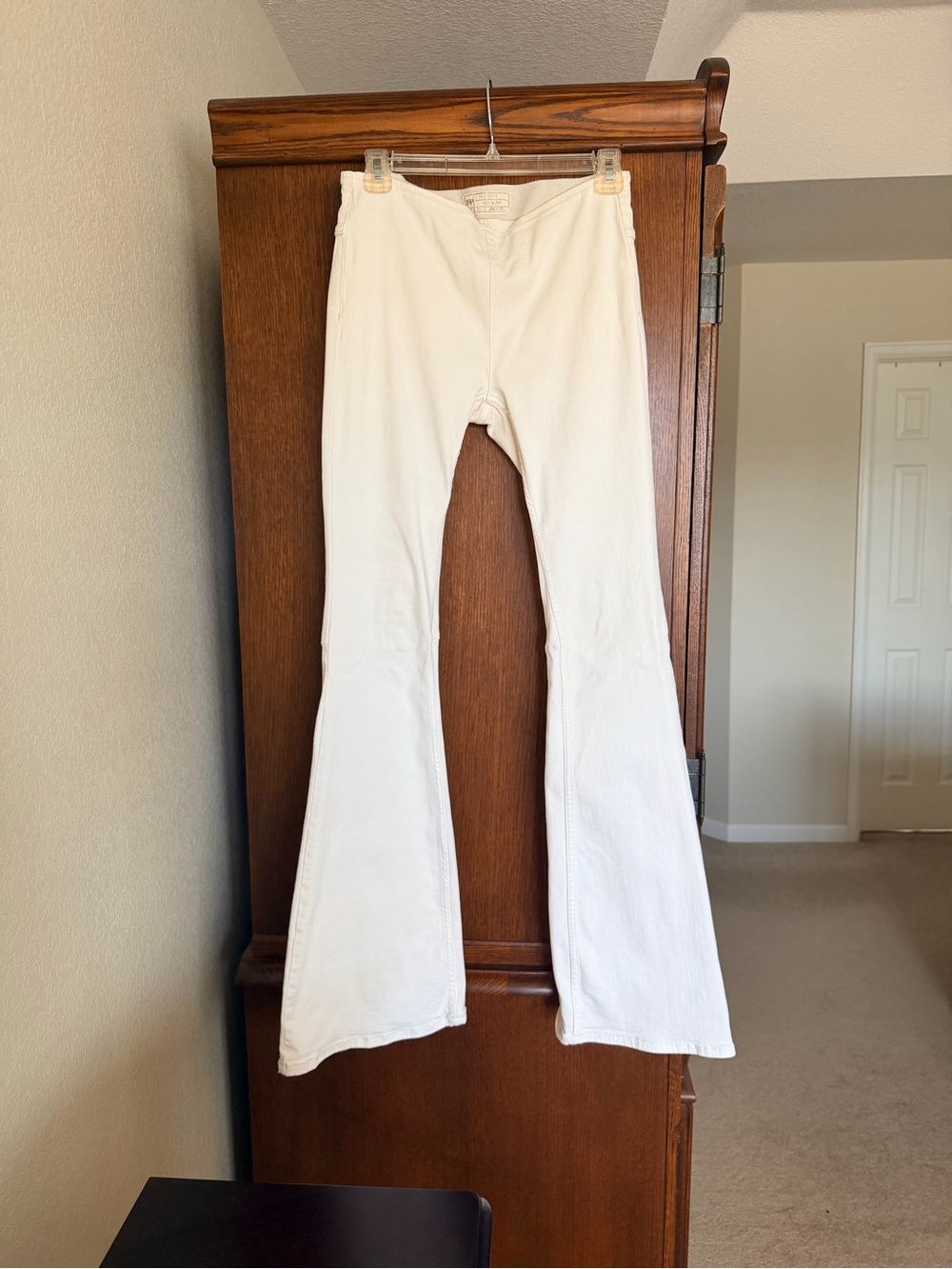 Free People White High-Rise Flare Jeans